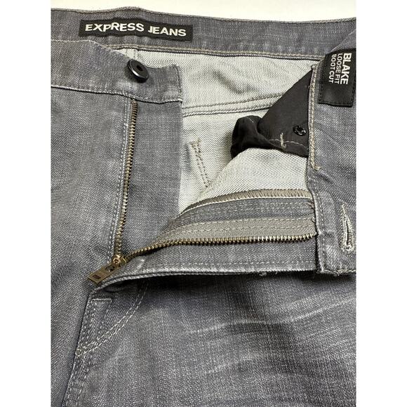 Express Jeans Mens 34 X 32 Gray Blake Loose Fit Bootcut Denim Casual Normcore - Picture 5 of 8